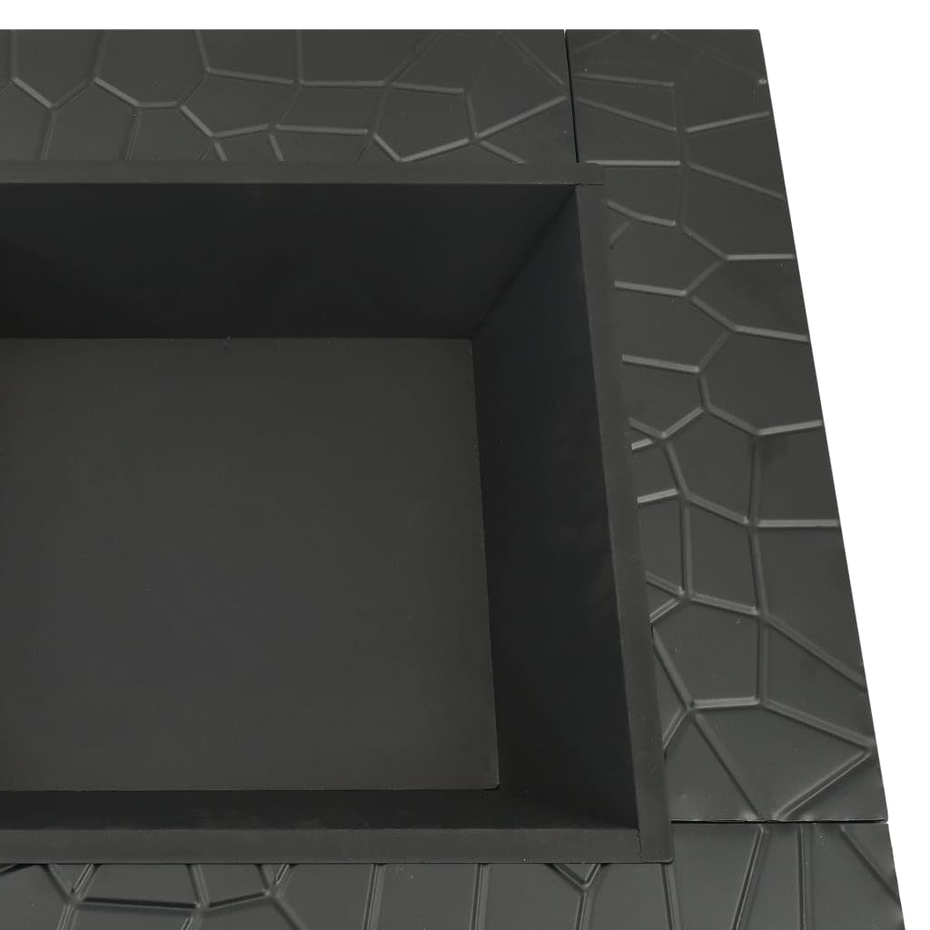 32 Inch Black Steel Square Outdoor Fire Pit Z339