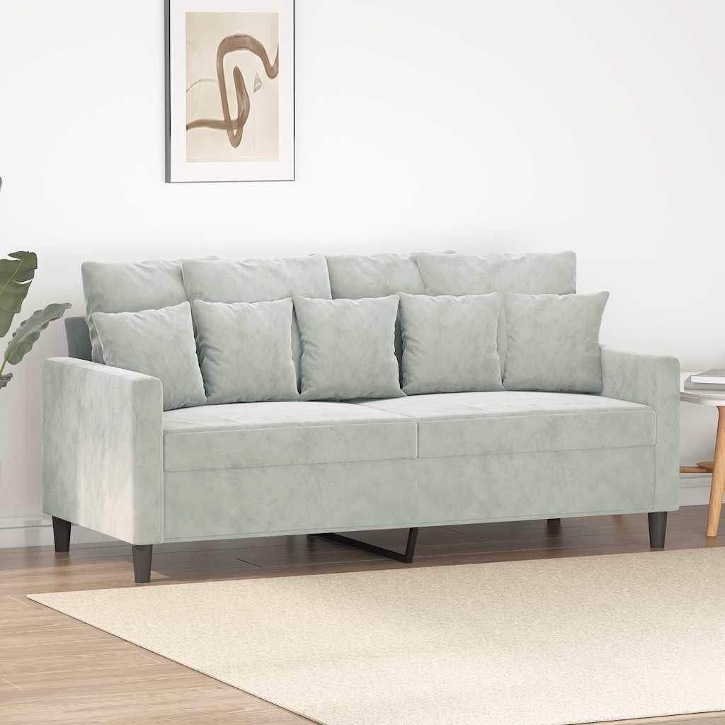 Light Gray Velvet 2-Seater Sofa with Metal Frame Y699693