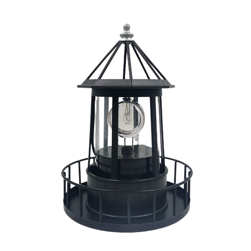 Solar Powered Rotating Waterproof Lighthouse Statue Lights D51686