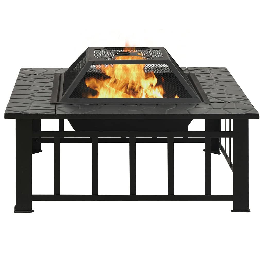 32 Inch Black Steel Square Outdoor Fire Pit Z339
