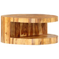 Solid Sheesham Wood Round Coffee Table with Storage Shelf Q10486