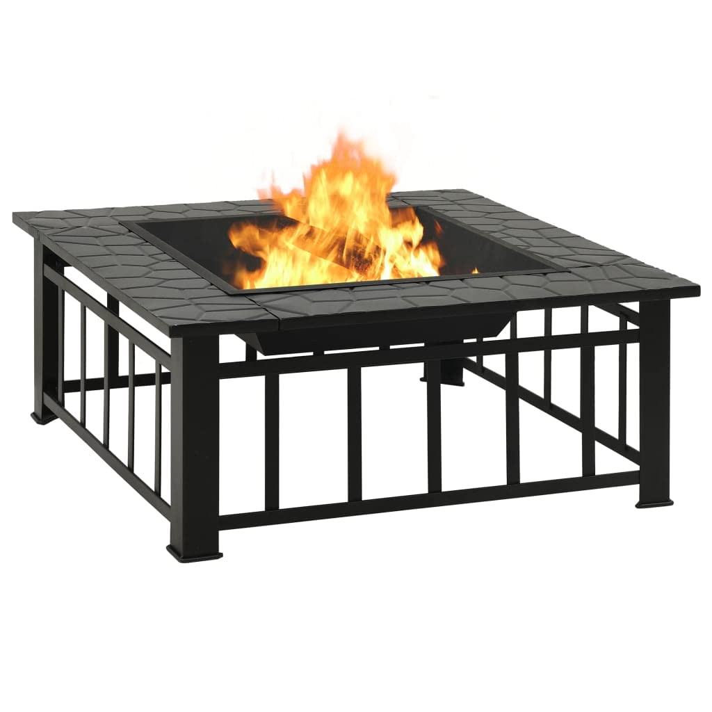 32 Inch Black Steel Square Outdoor Fire Pit Z339