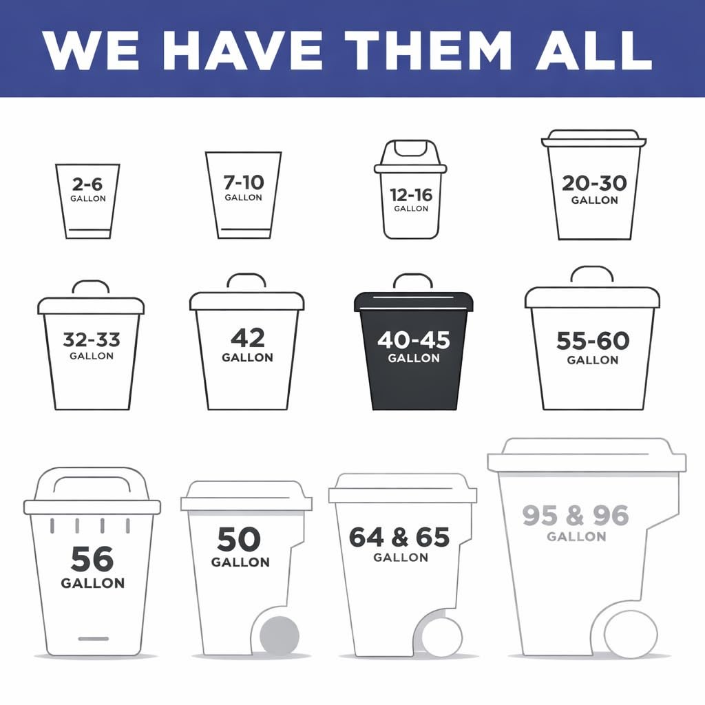 Black 40-45 Gallon Heavy Duty 1.5 Mil Trash Bags Pack of 100 W25664