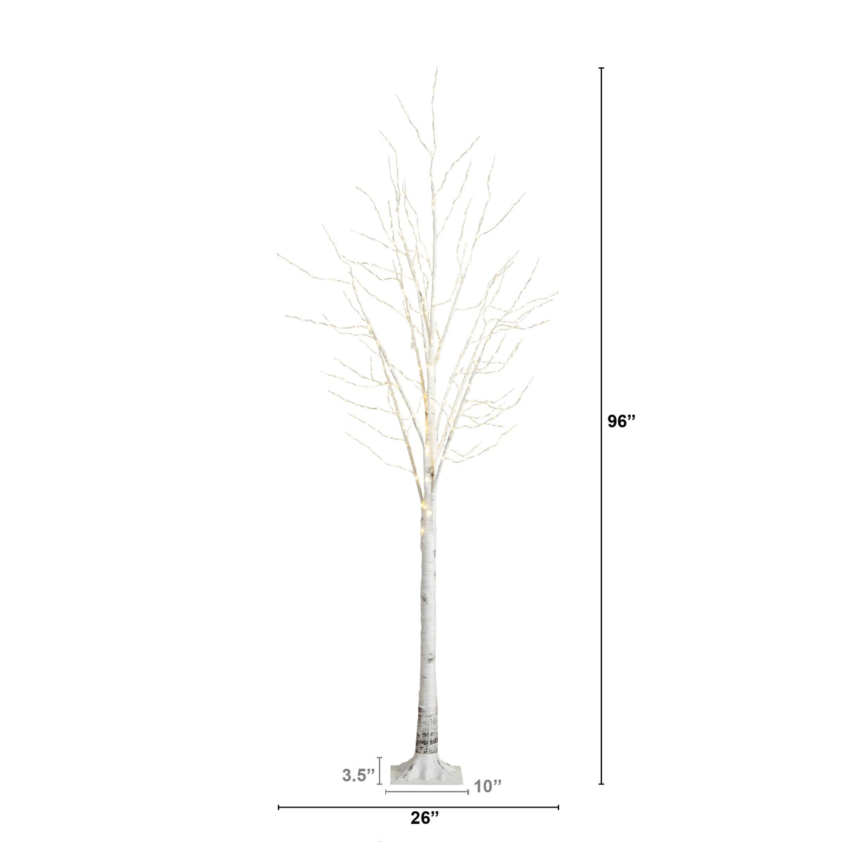 8-FT Pre-lit Artificial White Birch Tree with LED Lights Y18322