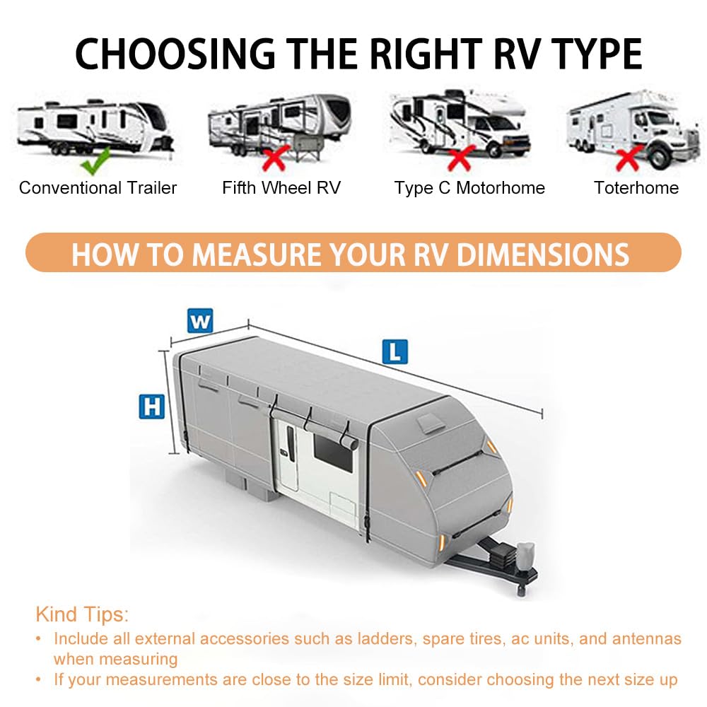 Waterproof 420D Travel Trailer Cover with Adjustable Straps F9240