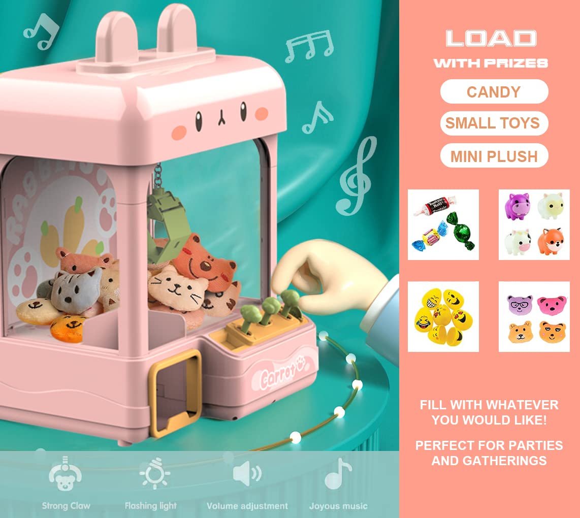 Large Claw Machine with Prizes, Adjustable Sound & Light, Mini Vending Machine, Electronic Arcade Crane Game, Candy Dispenser Toy R791456