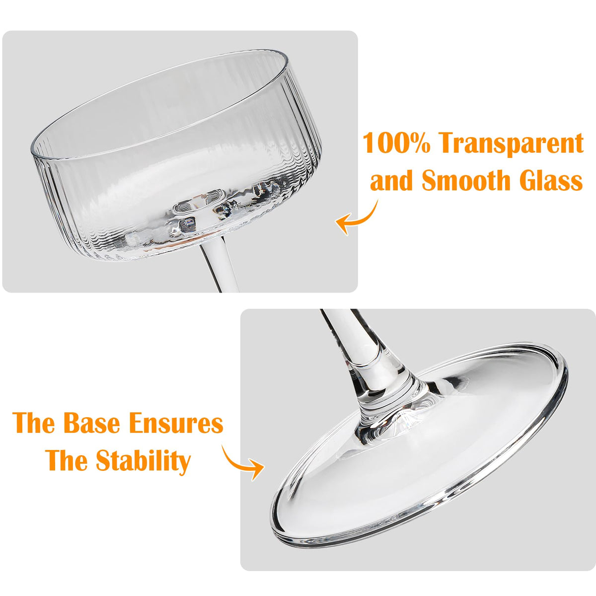 10 oz Ribbed Coupe Glasses Set of 6 Q87258