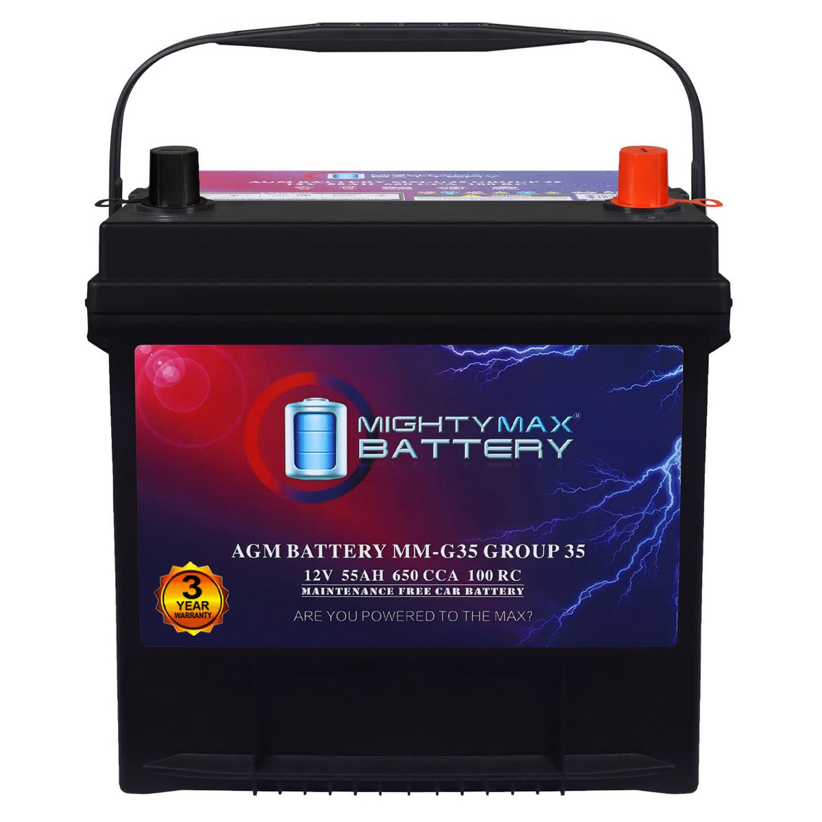 12V 55Ah AGM 650 CCA Replacement Battery T681408