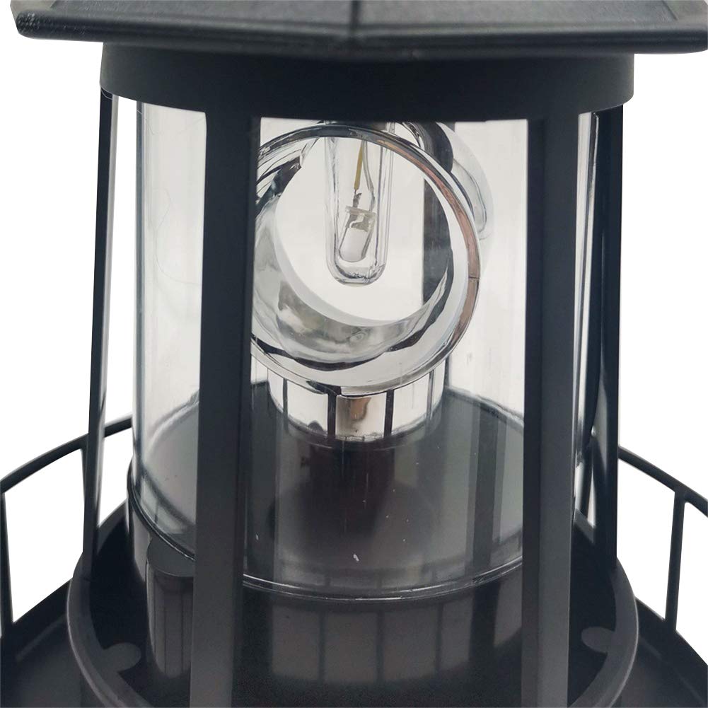 Solar Powered Rotating Waterproof Lighthouse Statue Lights D51686