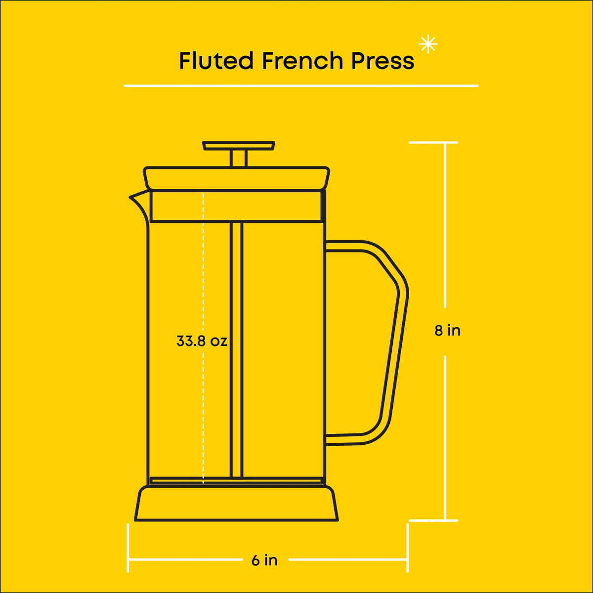 French Press Coffee and Tea Maker Set, 33.8oz Stainless Steel Borosilicate Glass X7749