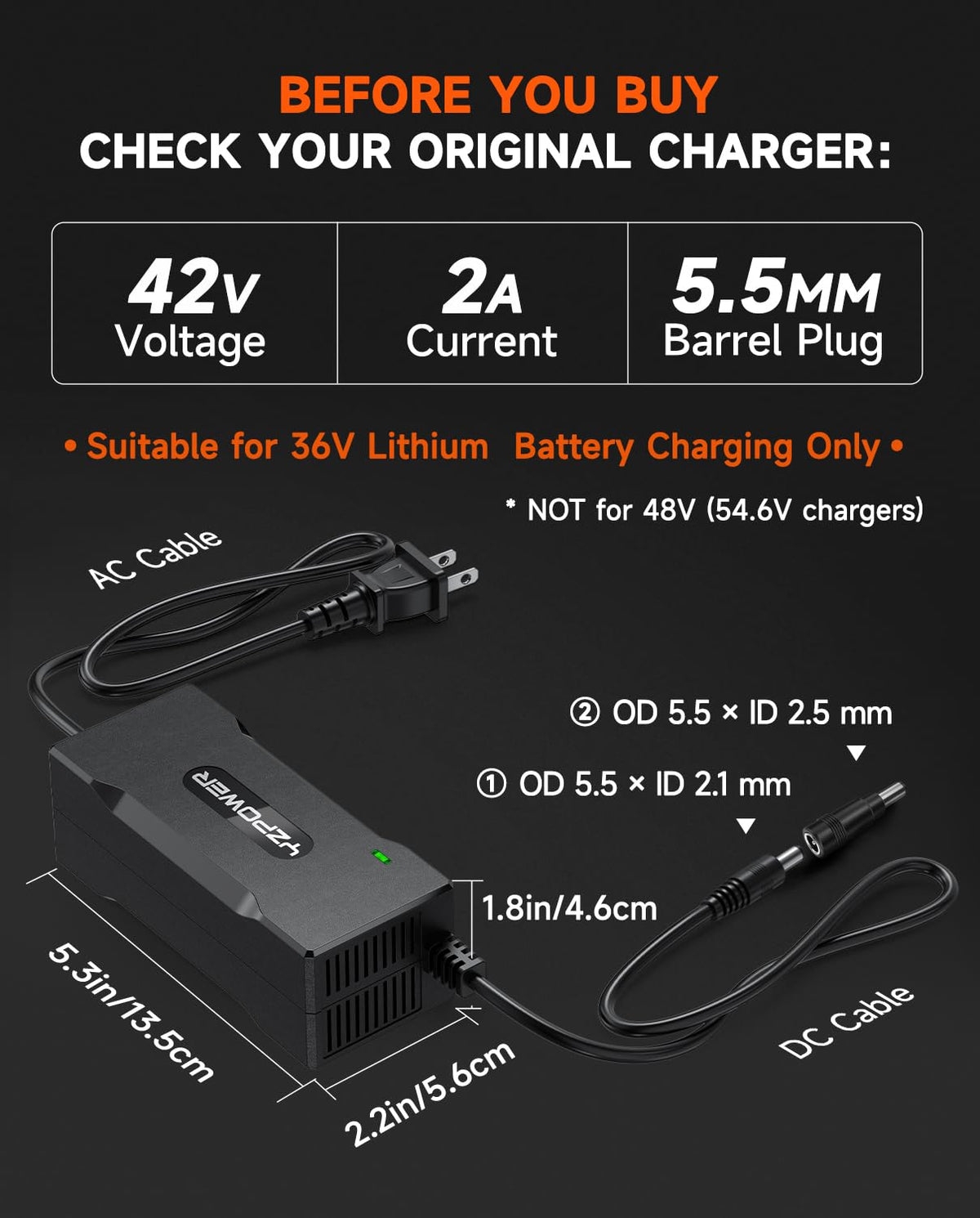 42V 2A Electric Scooter Charger A915810