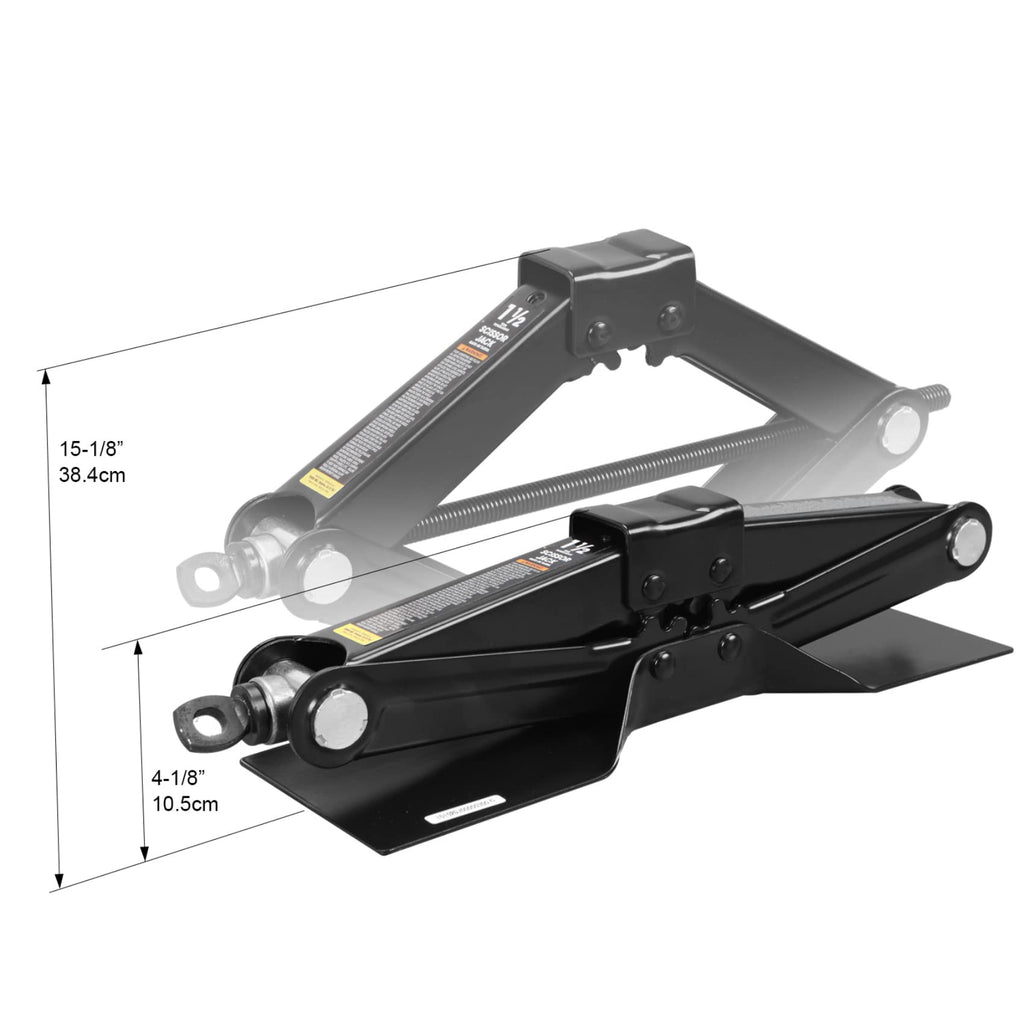 Steel Scissor Lift Jack Car Kit, 1.5 Ton Capacity, Black S978