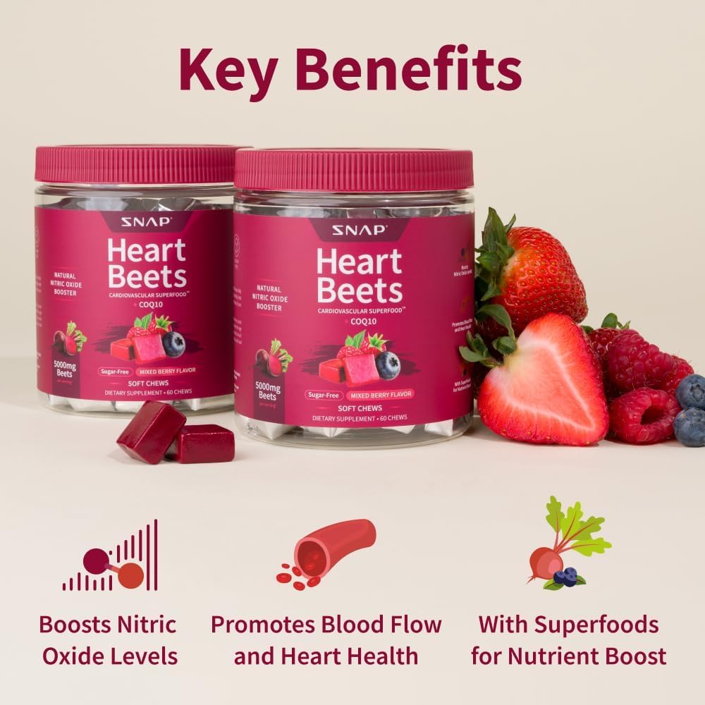 Beet Root Extract & CoQ10 Soft Chews, Mixed Berry, 60 Ct T656357