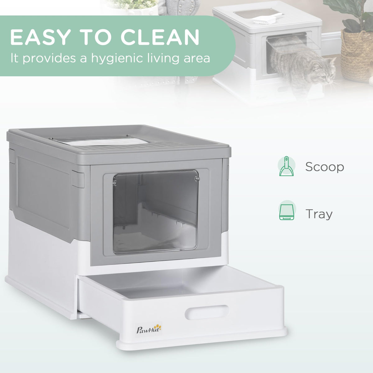 Fully Enclosed Cat Litter Box with Scoop B720123
