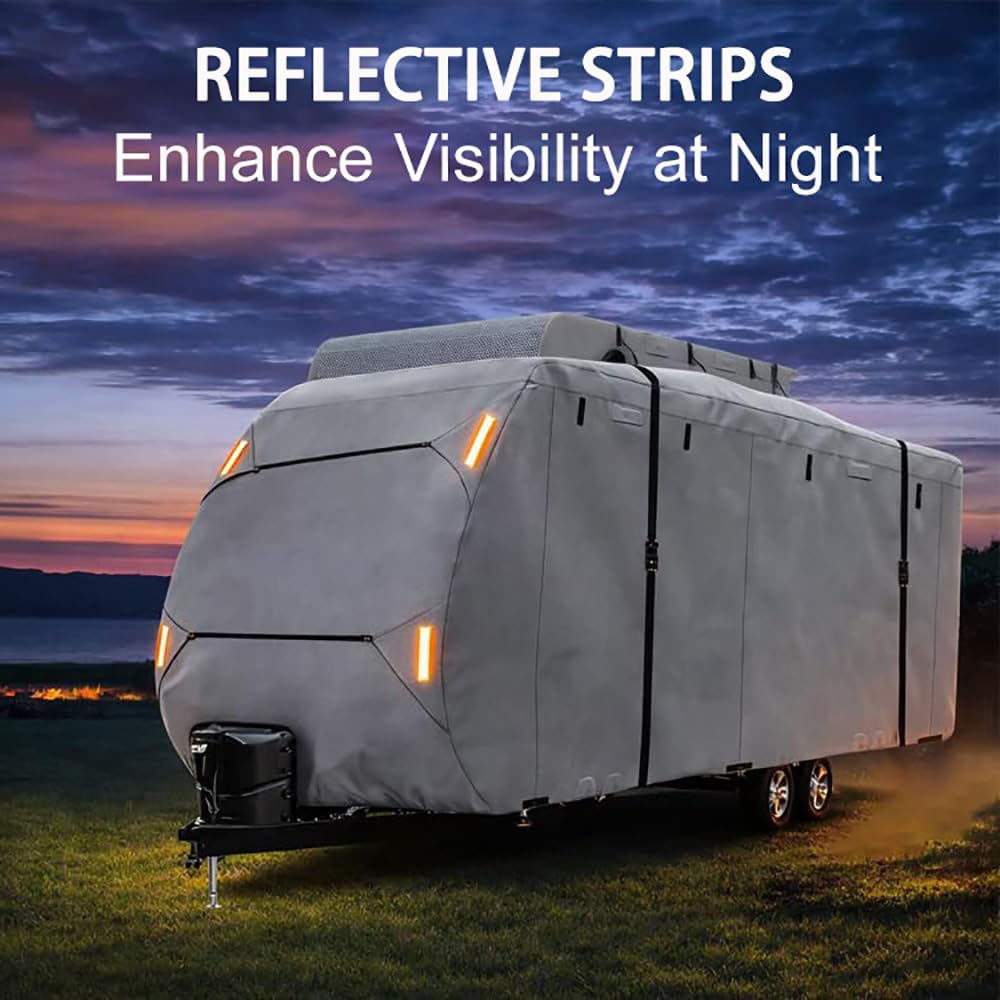 Waterproof 420D Travel Trailer Cover with Adjustable Straps F9240