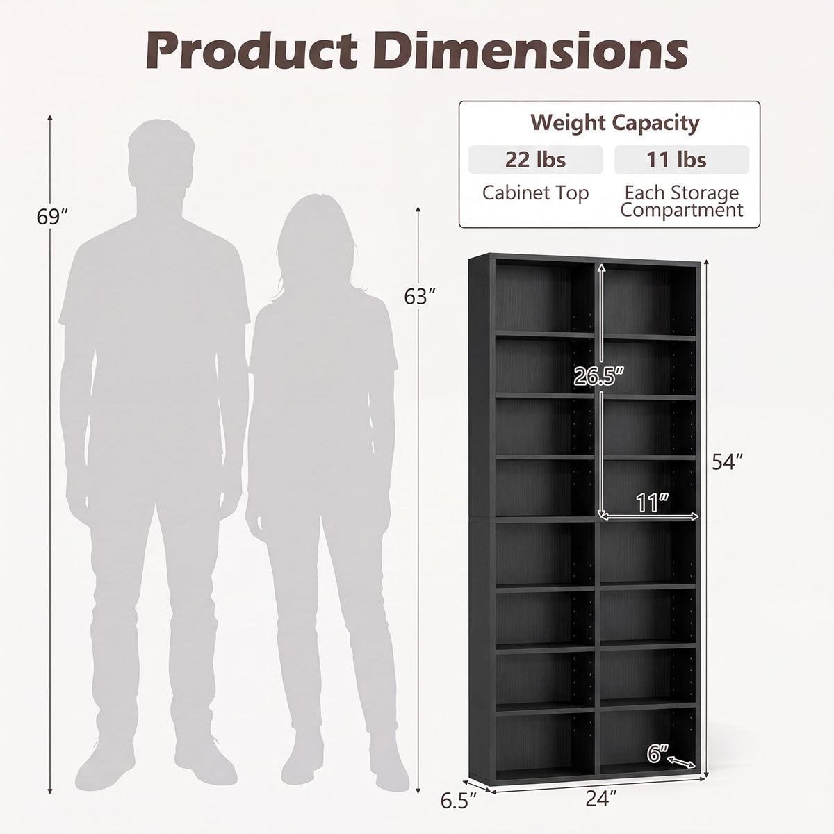 Black 16 Shelf CD DVD Rack A1540