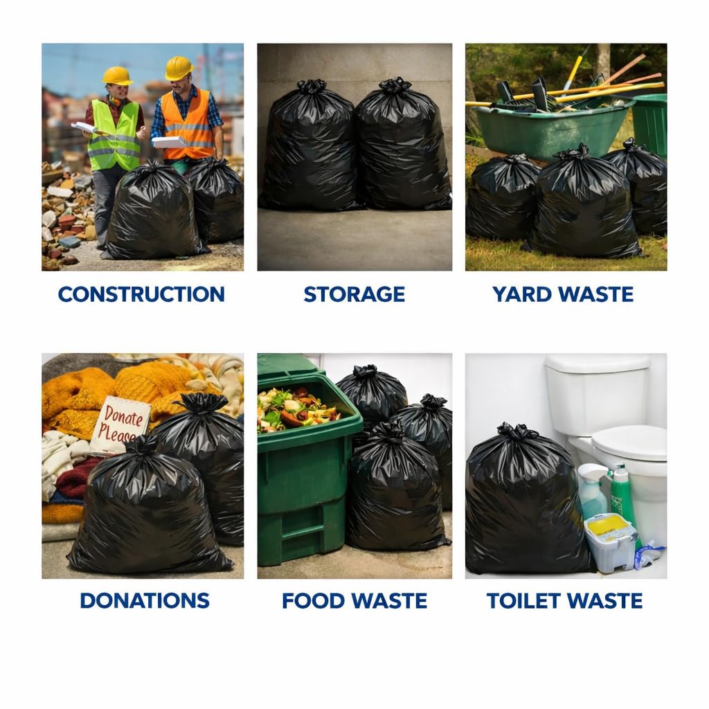 Black 40-45 Gallon Heavy Duty 1.5 Mil Trash Bags Pack of 100 W25664