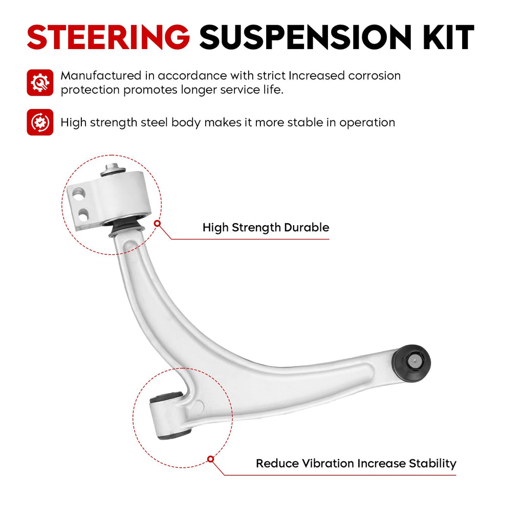 Front Lower Control Arm Suspension Kit with Ball Joint Tie Rods 8 pcs C3814