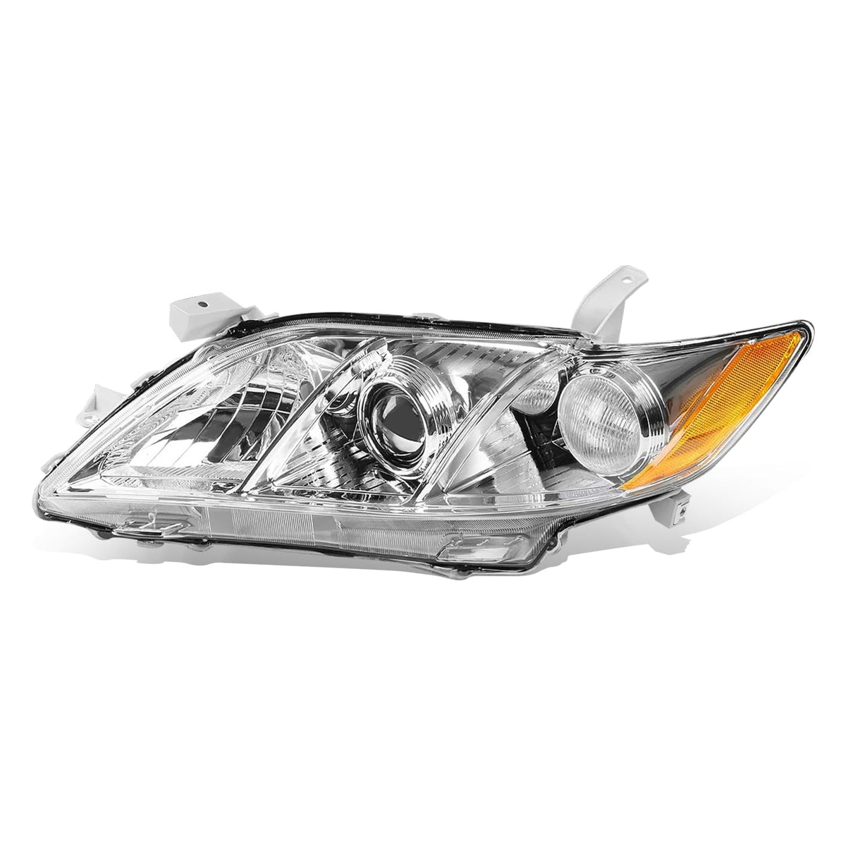 Headlight Assembly Compatible with Toyota Camry 2007 2008 2009 Chrome Housing Amber Corner W15989