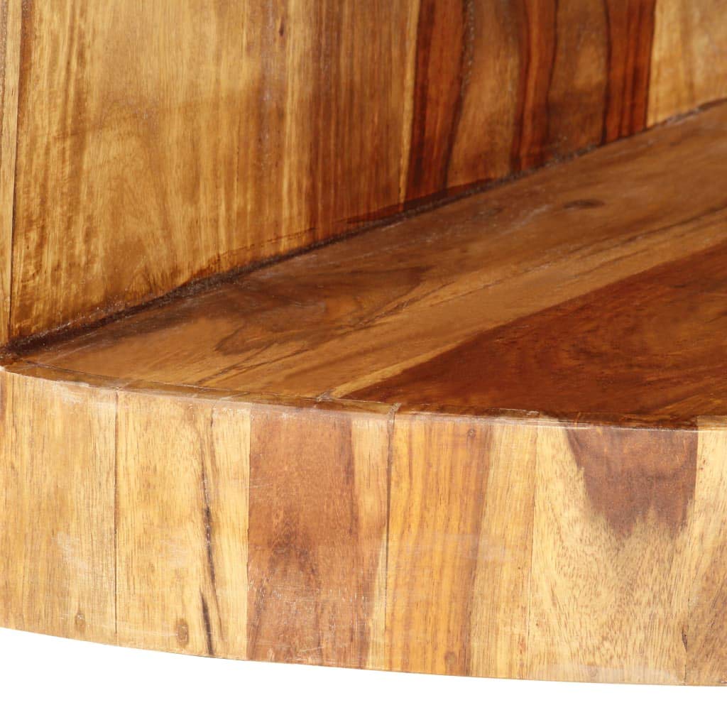Solid Sheesham Wood Round Coffee Table with Storage Shelf Q10486