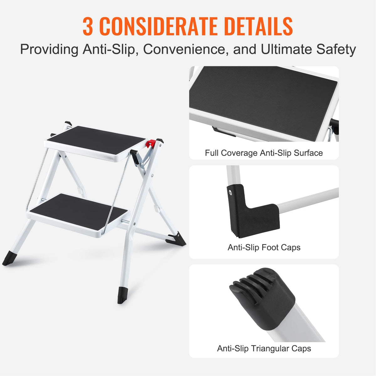 2-Step 330lbs Capacity Folding Steel Step Stool B90472
