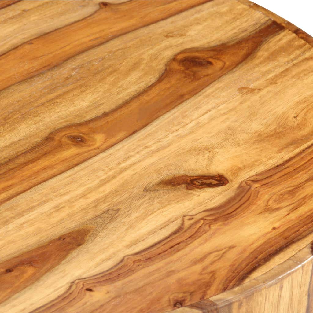 Solid Sheesham Wood Round Coffee Table with Storage Shelf Q10486
