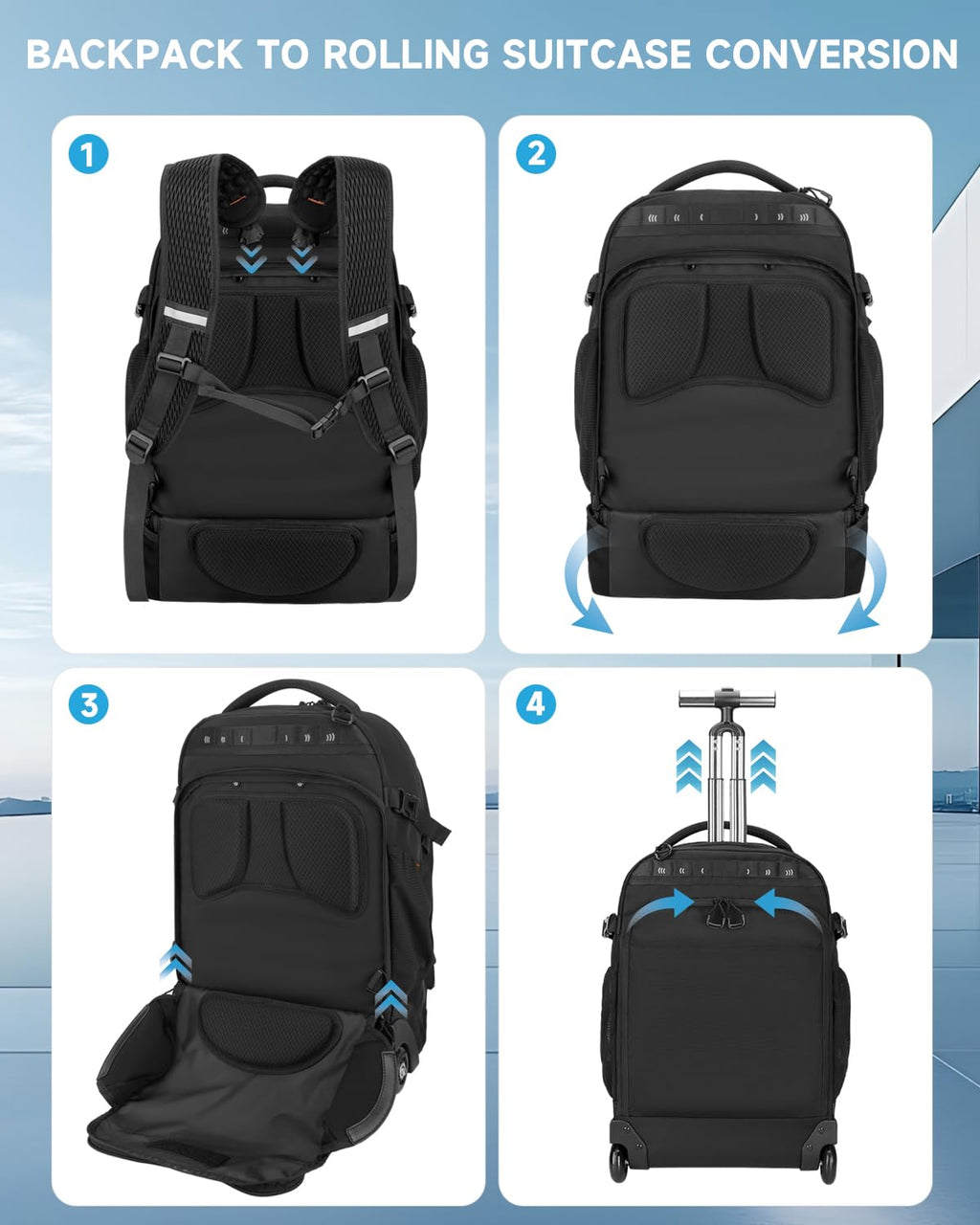2-in-1 Detachable Backpack with Wheels U987744