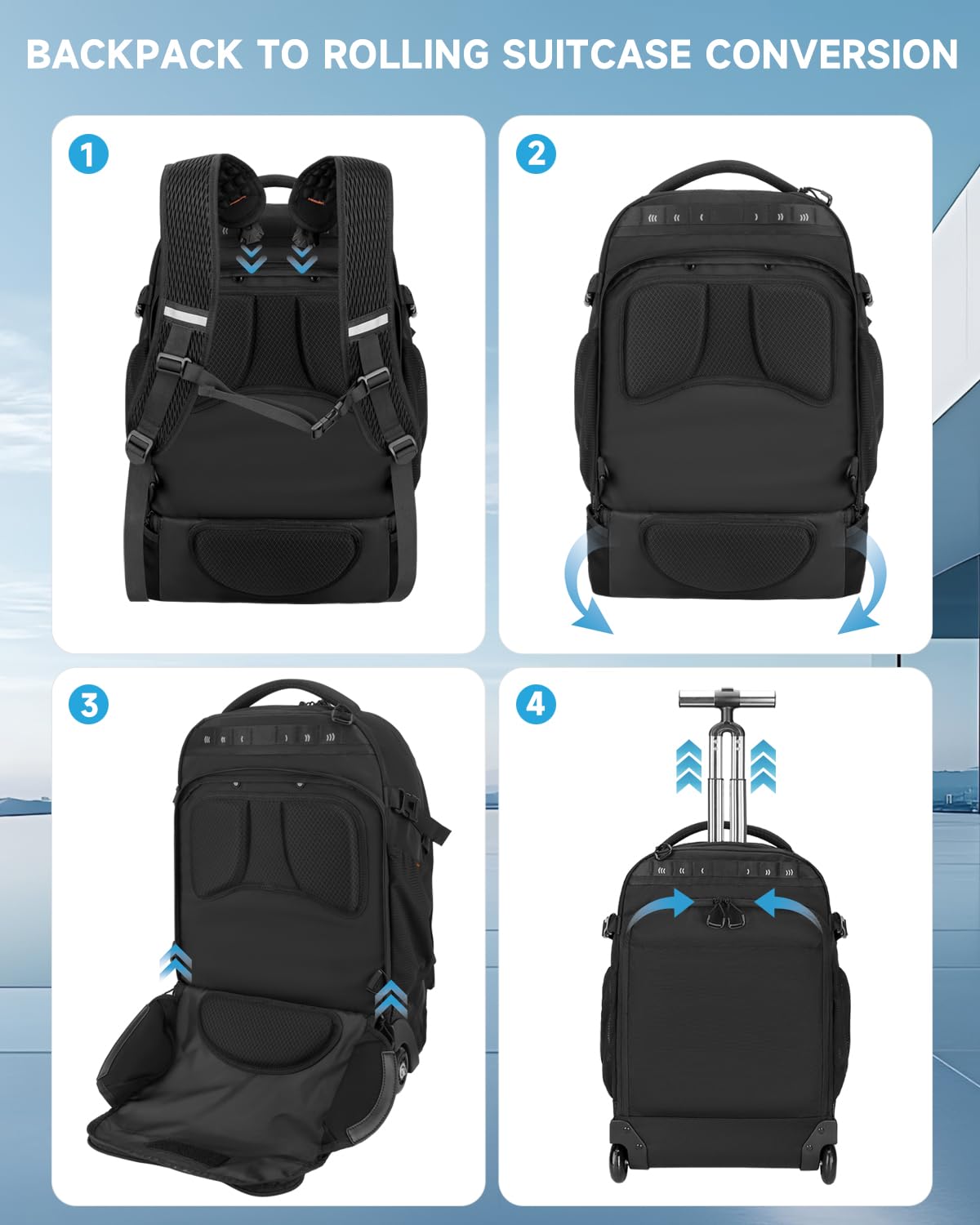 2-in-1 Detachable Backpack with Wheels U987744