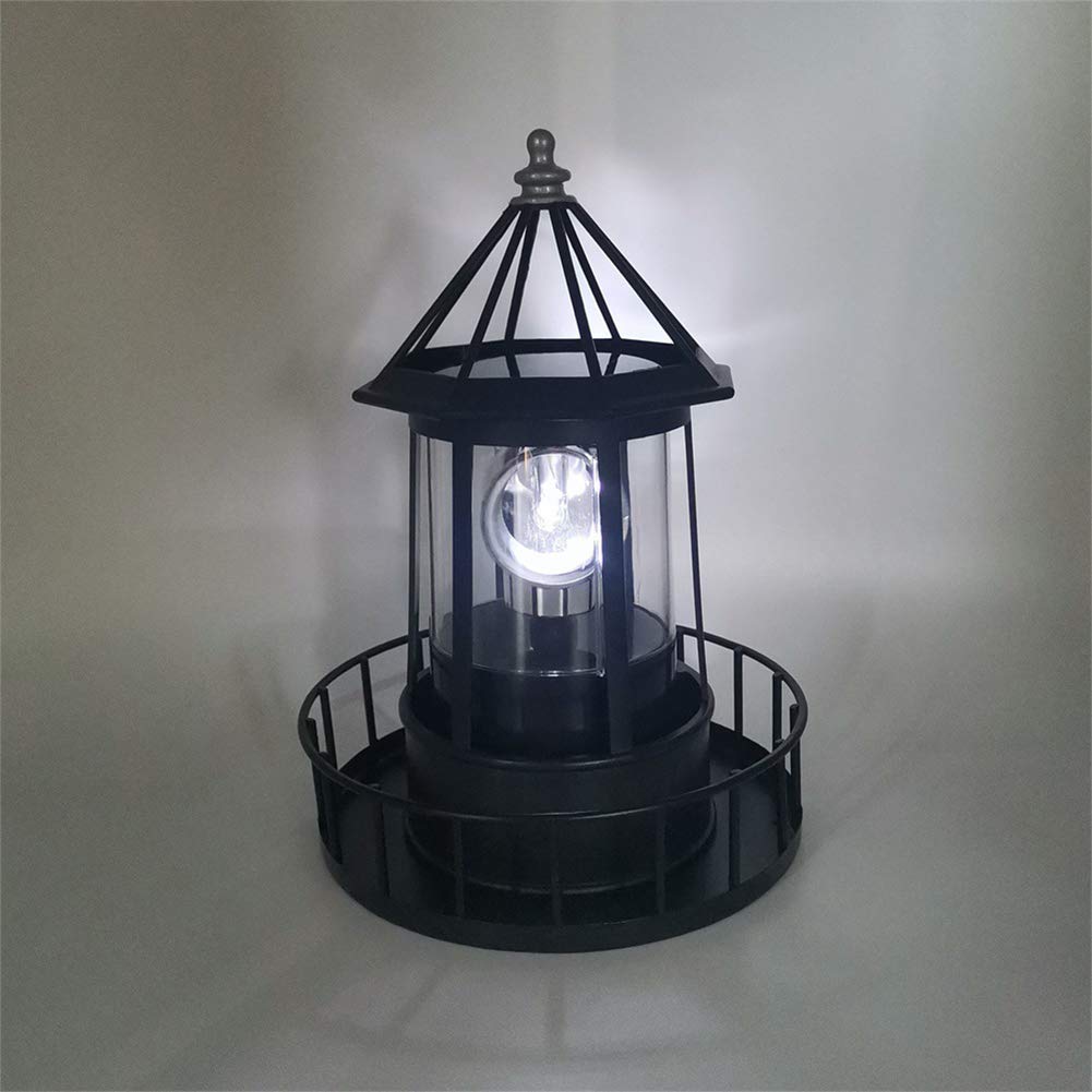 Solar Powered Rotating Waterproof Lighthouse Statue Lights D51686