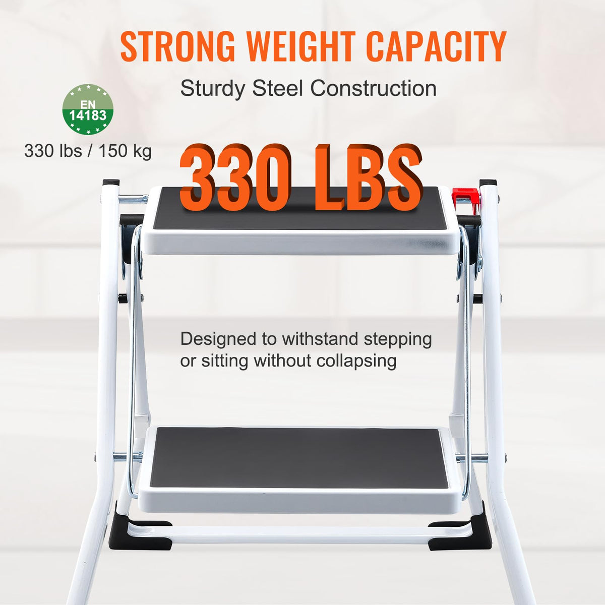 2-Step 330lbs Capacity Folding Steel Step Stool B90472