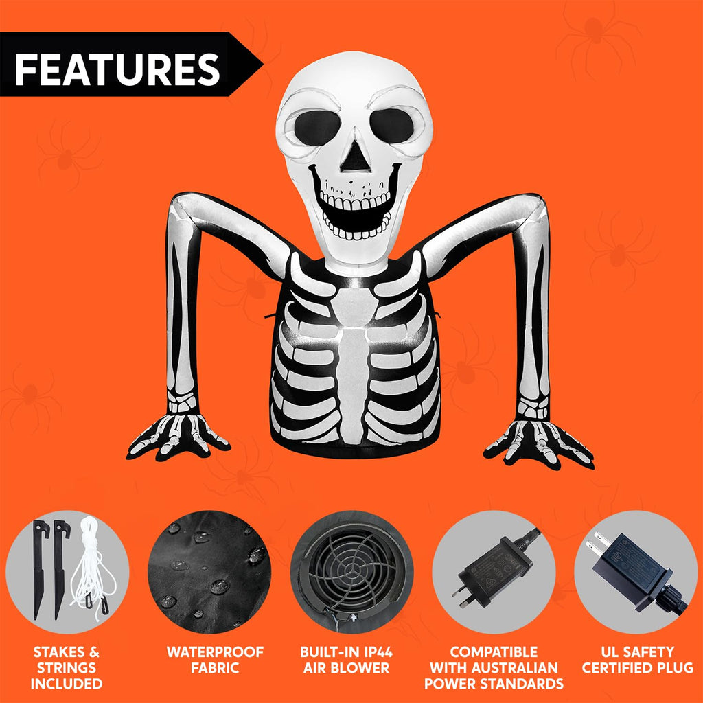 5.5 FT Long Inflatable Skeleton Outdoor Decoration with LEDs D861050