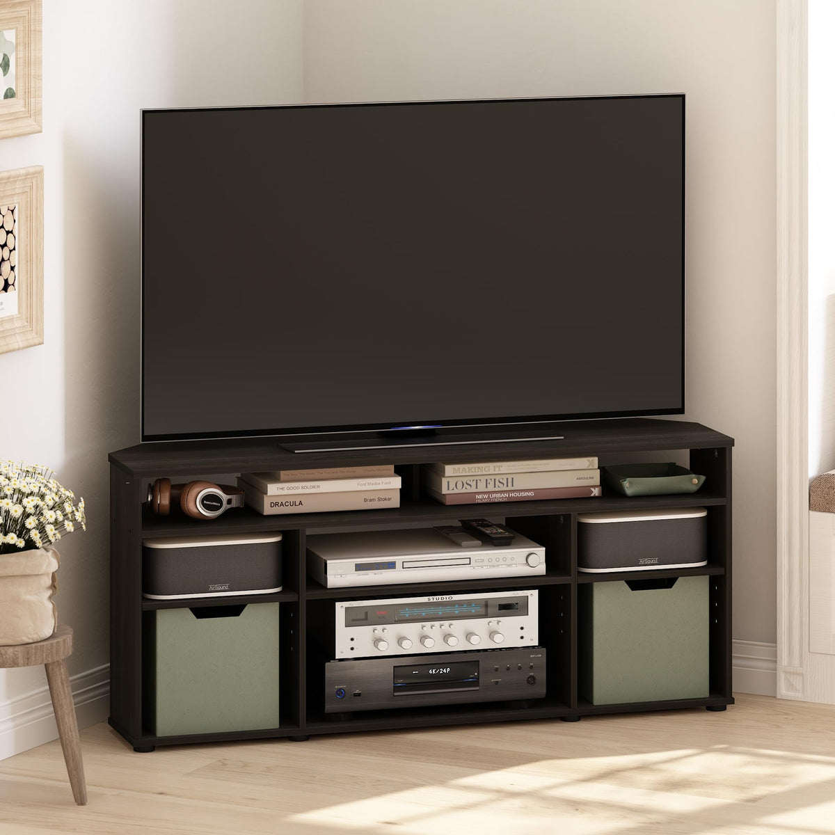 4-Tier Corner TV Stand with Storage Shelf H98827