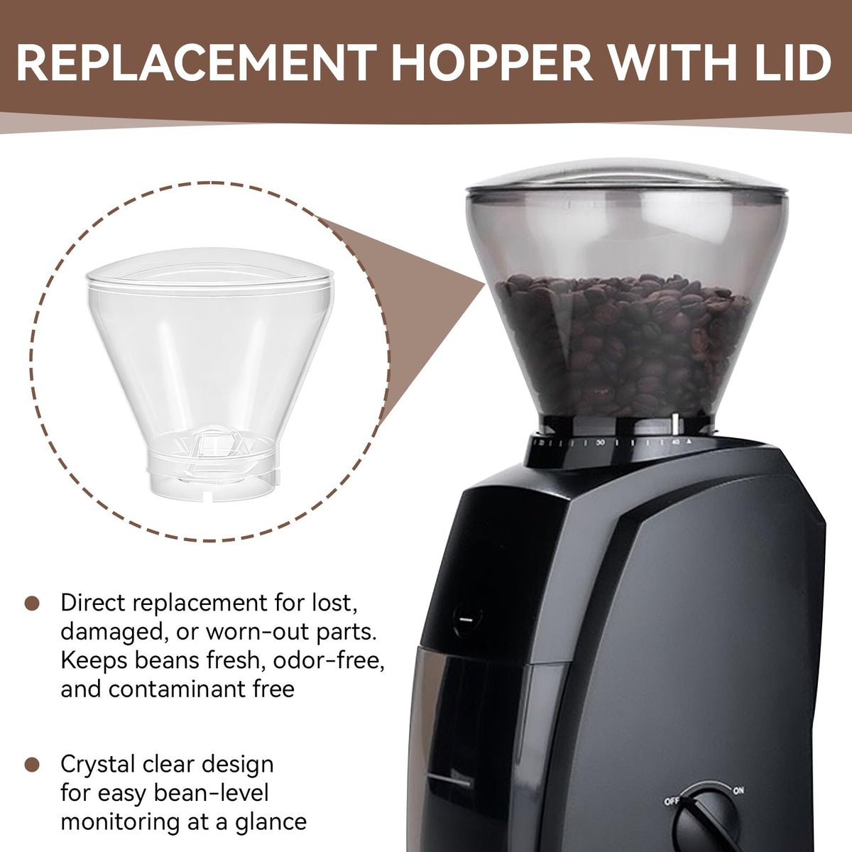 Hopper with Lid for Coffee Grinders Q236