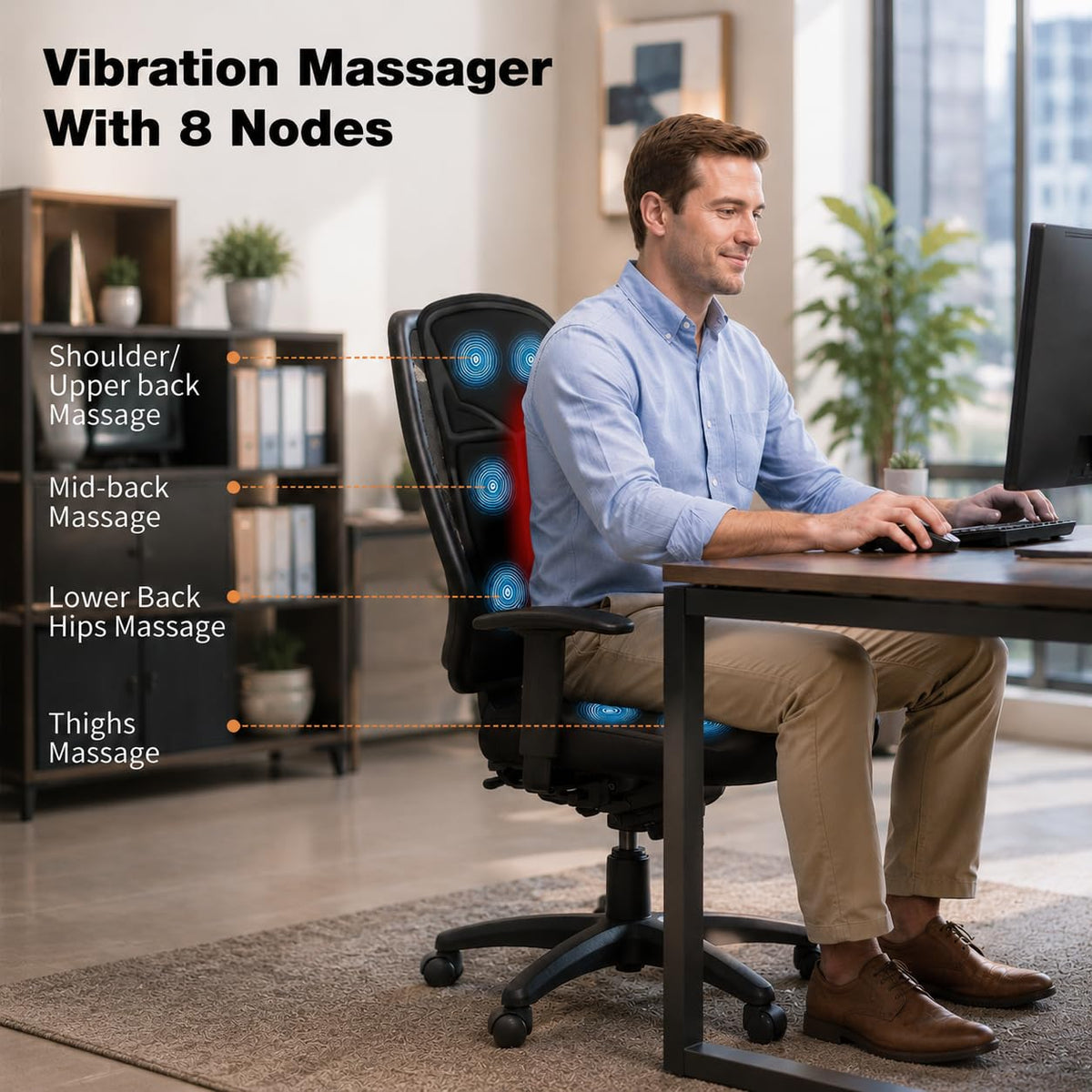 Vibration Back Massager with Heat and 8 Vibration Y54241