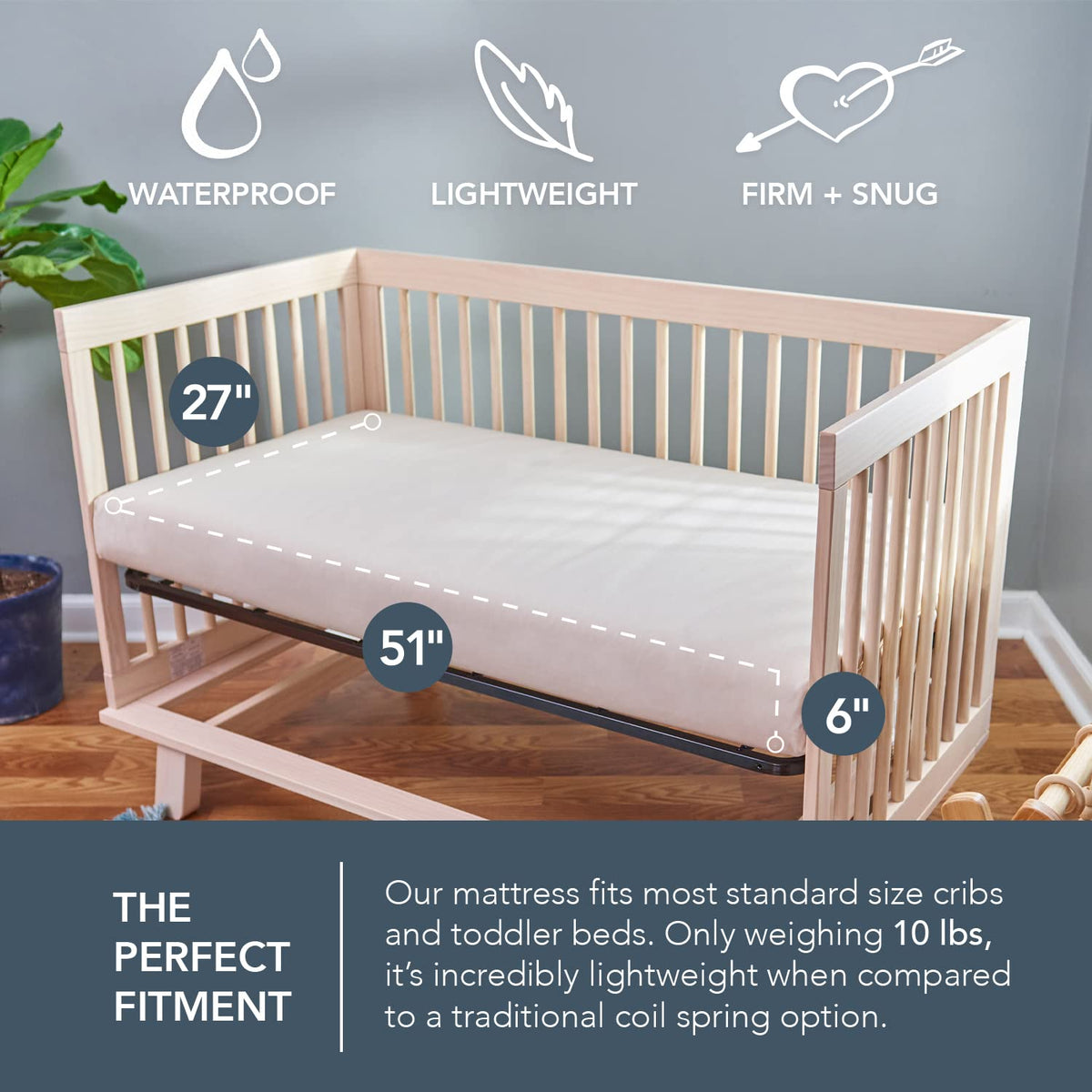 Organic 2-Stage Lightweight Waterproof Crib Mattress H23865