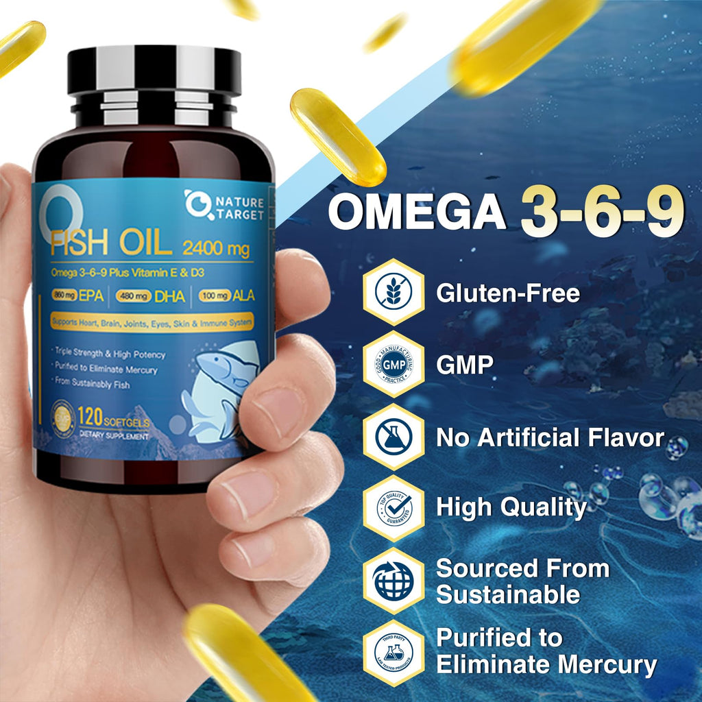 Omega 3 6 9 Fish Oil 2400mg 120 Softgels B3721