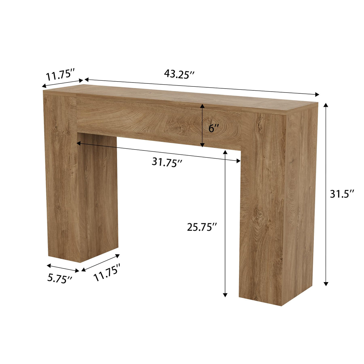 43-Inch Light Oak Brown Wood Console Table A331497