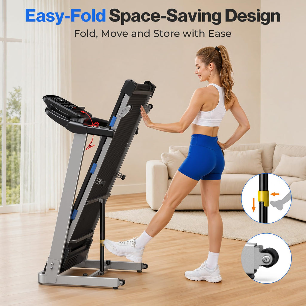 Foldable Treadmill with 10% Incline 400 LBS Capacity D594411