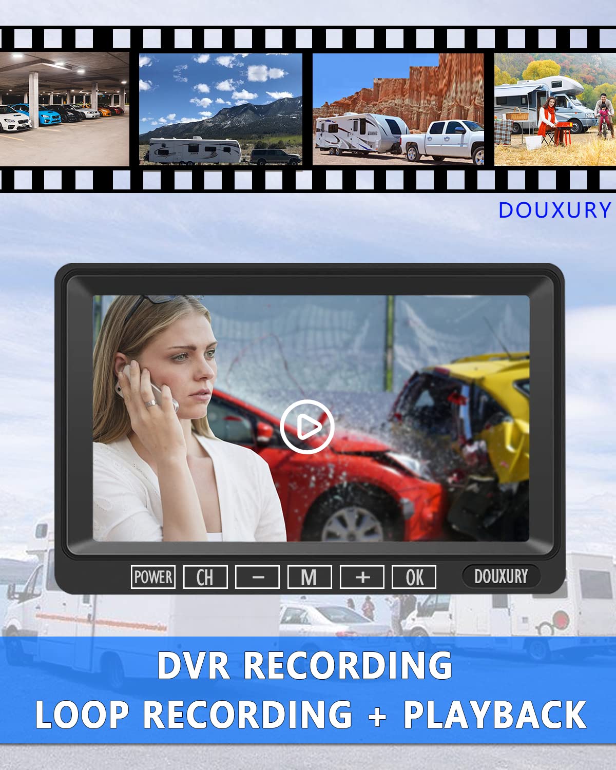 1080P Wireless Backup Camera System with 7'' Monitor IP69K Waterproof F77063