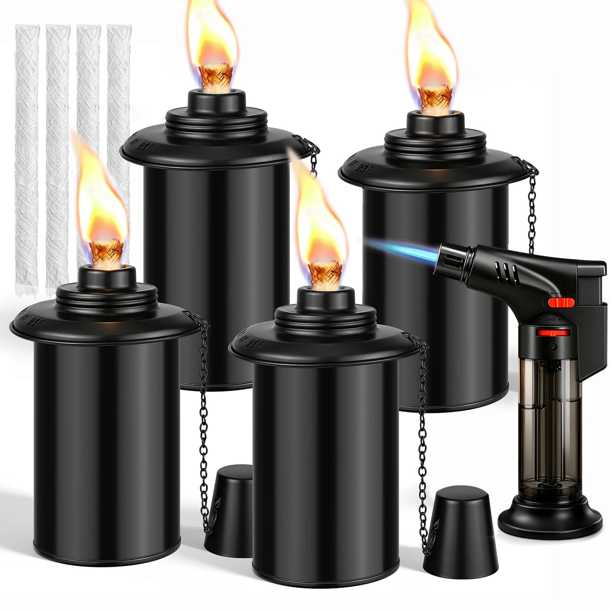 4 Pack 12oz Refillable Torch Canisters with Wicks C867307