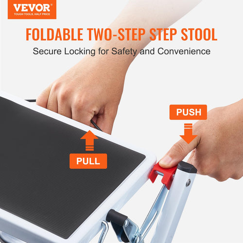 2-Step 330lbs Capacity Folding Steel Step Stool B90472