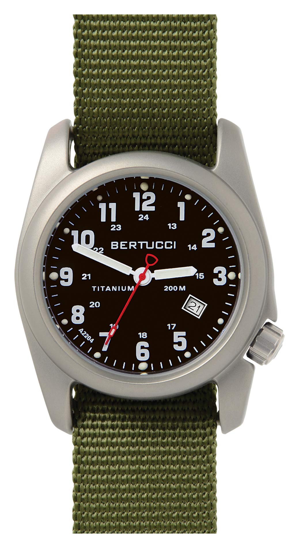 Titanium Olive Nylon Strap Black Dial Men's Watch Q542