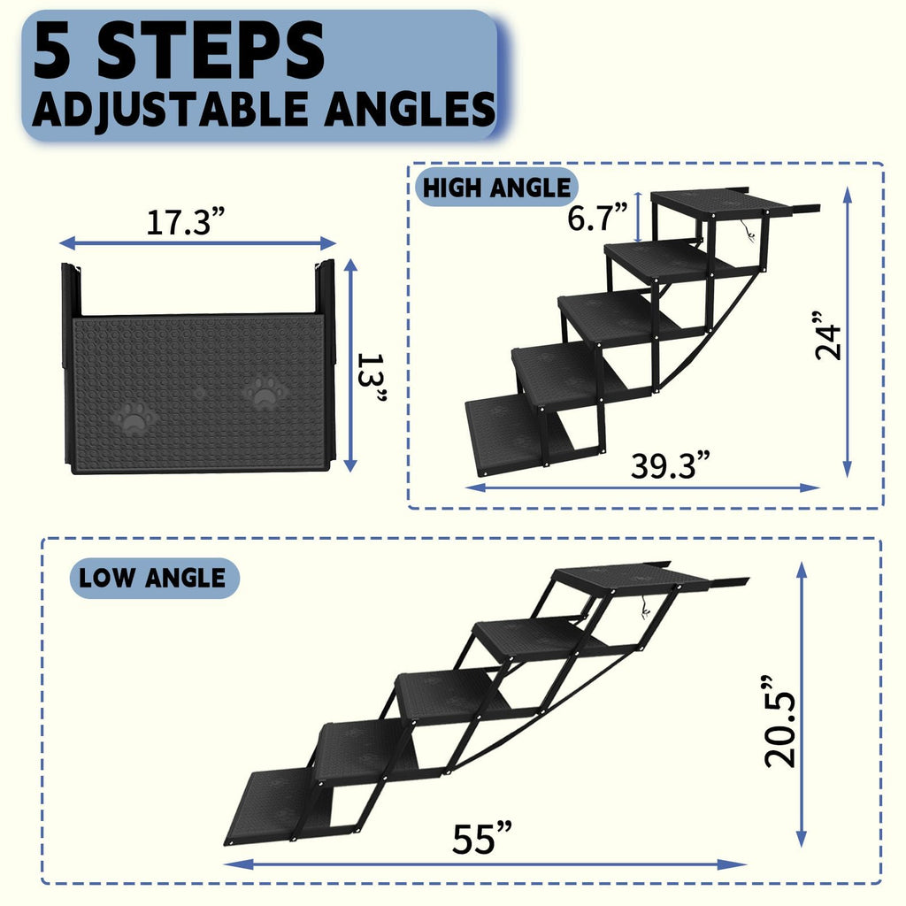 5-Step Foldable Non-Slip Plastic Dog Steps E662781