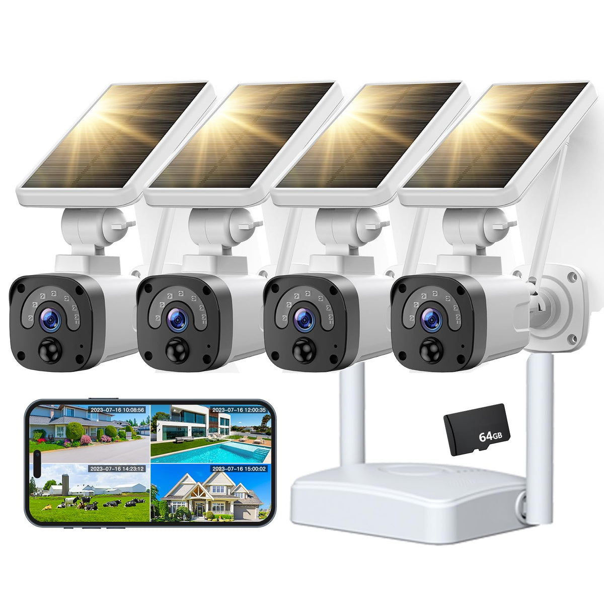 4MP Solar Security Cameras Wireless Outdoor WiFi Q5124