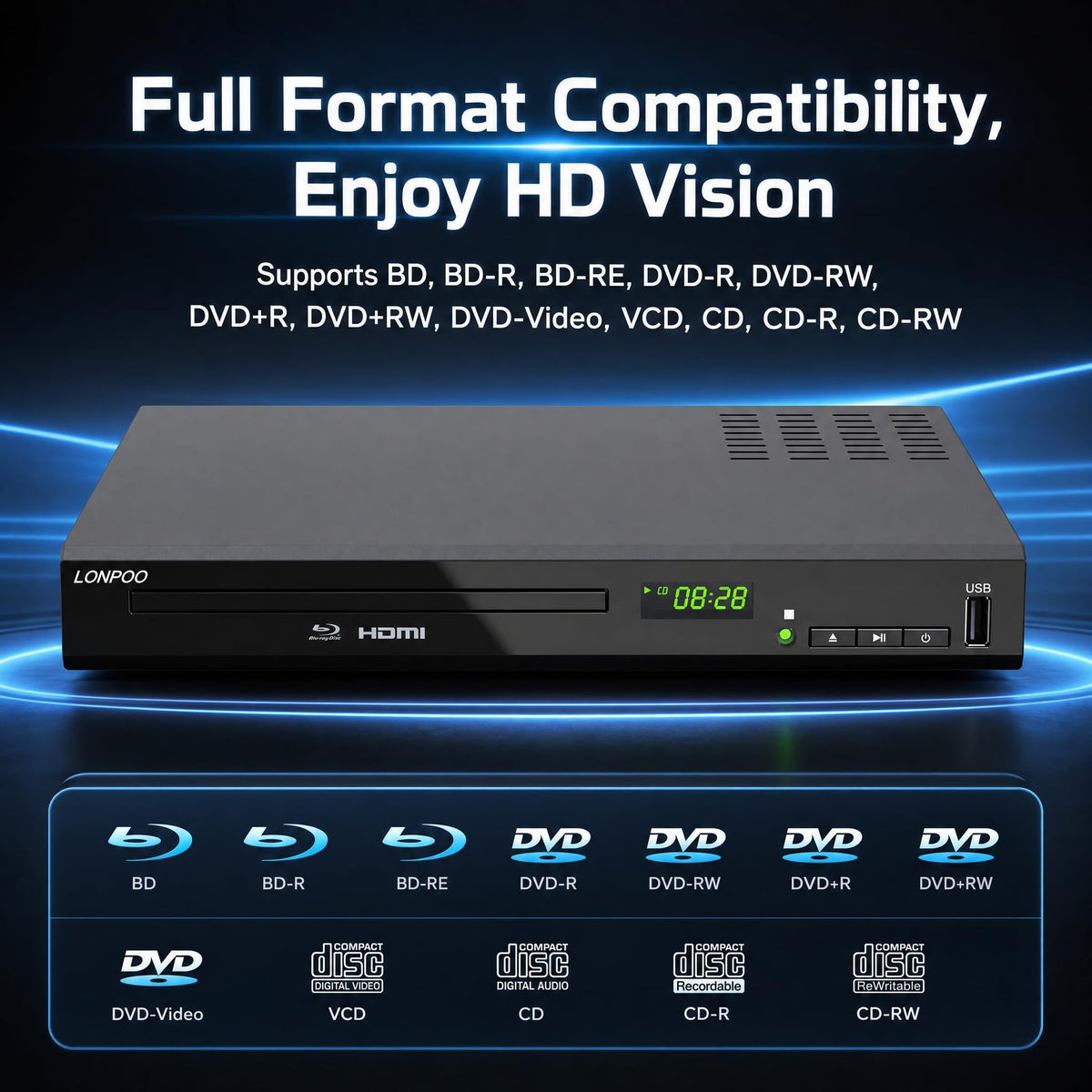 Full HD DVD Player HDMI with Dolby Digital TrueHD/DTS M95096