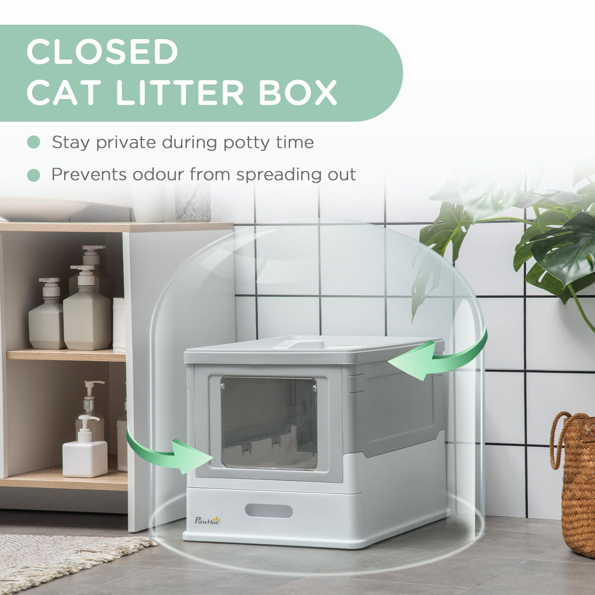 Fully Enclosed Cat Litter Box with Scoop B720123
