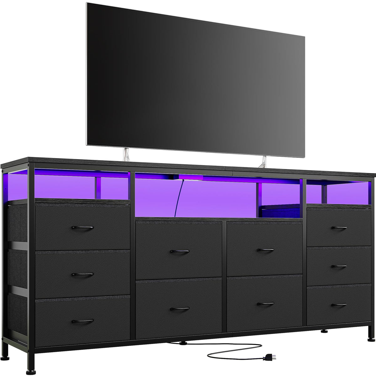 Black 10 Drawer Dresser TV Stand H7227