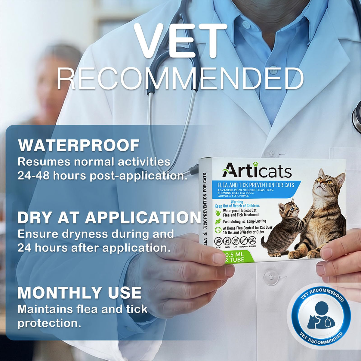 Flea and Tick Prevention for Cats & Kittens, Topical Cat Flea and Tick Treatment 6-Dose T313856