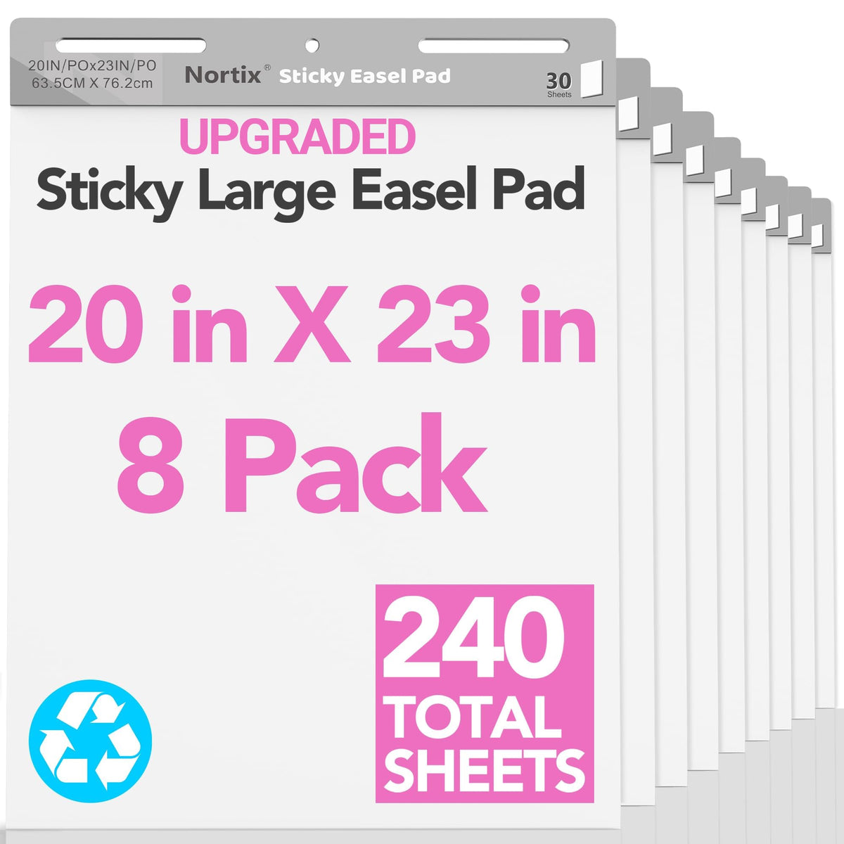 Sticky Easel Pads, 20 x 23 inch, 30 Sheets/Pad, 8 Pads V798771