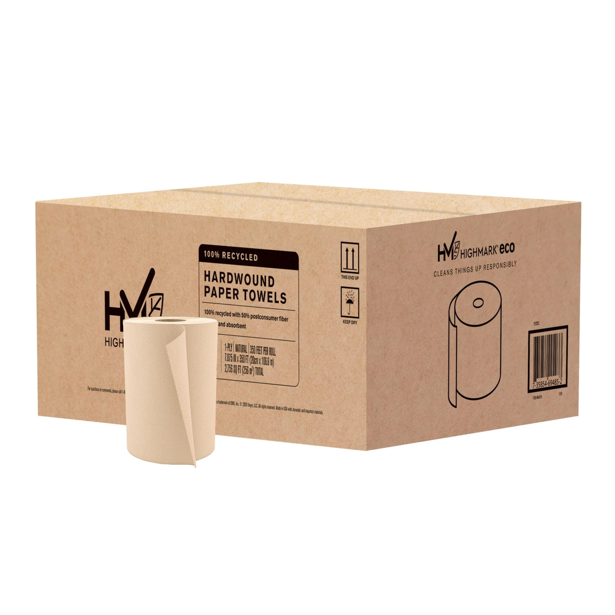 Hardwound Paper Towels, 100% Recycled, Natural, 12 Rolls P691220